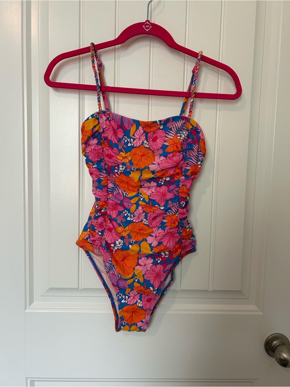 Cupshe Blue One-Piece Swimsuit with Pink & Orange Floral Print